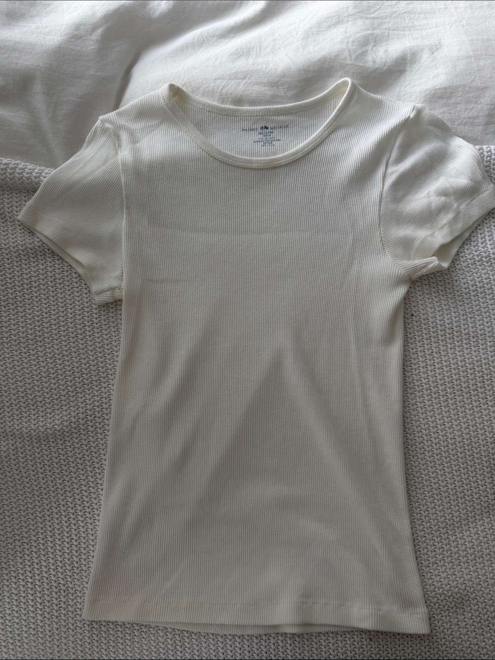 Ribbed Short Sleeve Tee - Cream